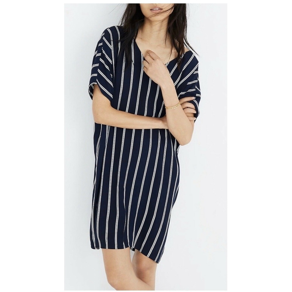 Madewell Striped Plaza Dress in Navy Size S